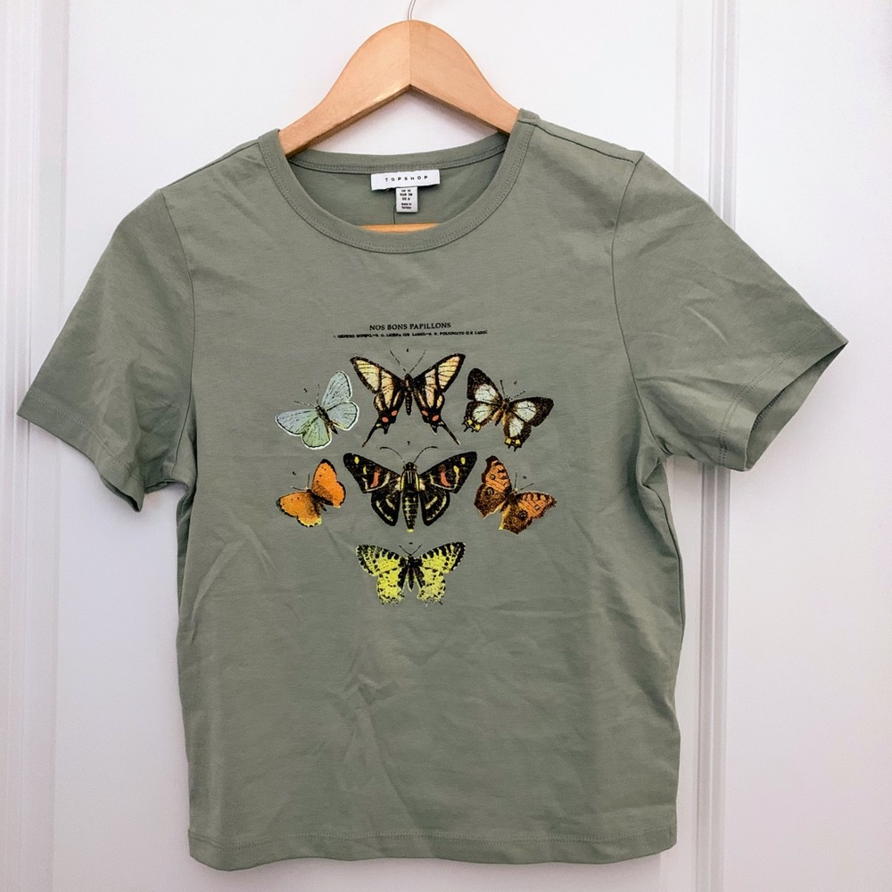 Cropped Topshop Butterfly T-Shirt